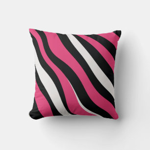 Coussin Bandes de zèbre rose et noir