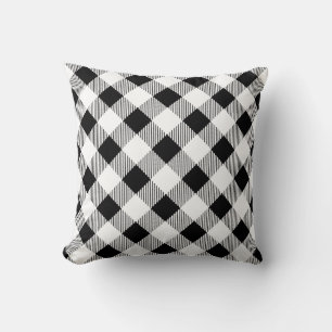 Coussin Bandes diagonales noires classiques