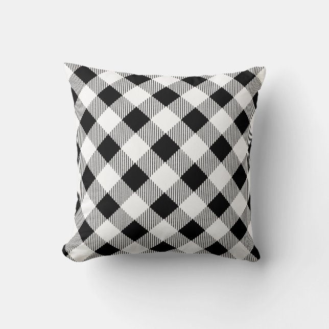 Coussin Bandes diagonales noires classiques (Recto)