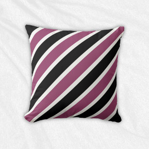 Coussin Bandes diagonales noires violettes