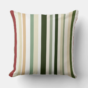 Coussin Bandes d'olivier, de vert et de rouge