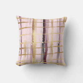 Coussin Bandes d'or noir rose