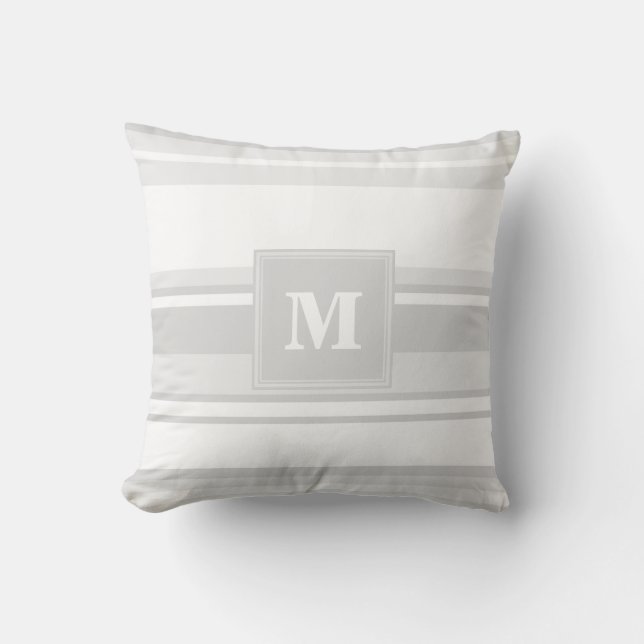 Coussin Bandes gris clair monogrammes (Recto)