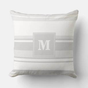 Coussin Bandes gris clair monogrammes