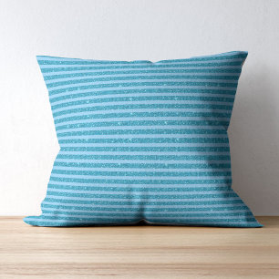 Coussin Bandes horizontales de style paillettes bleu océan