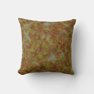 Coussin Bandes jaunes inclinées tachées de plaid