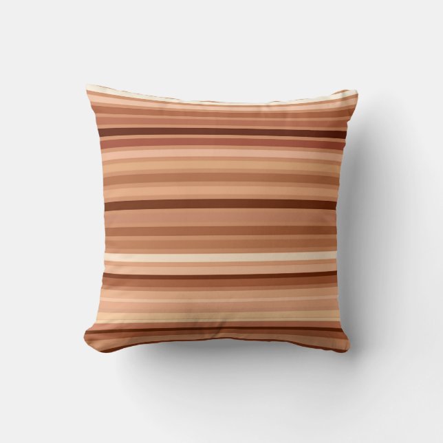 Coussin Bandes mélangées, Brown, Tan et Crème (Recto)