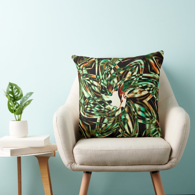 Coussin Bandes métalliques vertes en forme de fleurs, sépi (Chaise)