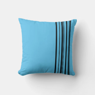 Coussin Bandes noires avec arrière - plan bleu