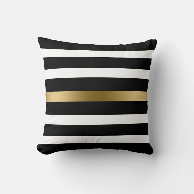 Coussin Bandes noires et or (Recto)