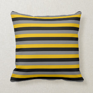 Coussin Bandes noires, grises de charbon et d'or