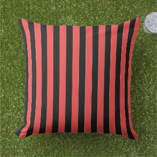 Coussin Bandes noires rouges