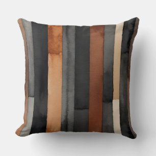 Coussin Bandes noires, rouille, charbon de bois et bronze