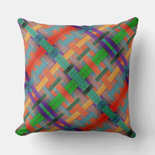Coussin Bandes rougeâtres croisées de Granny, avec aspect