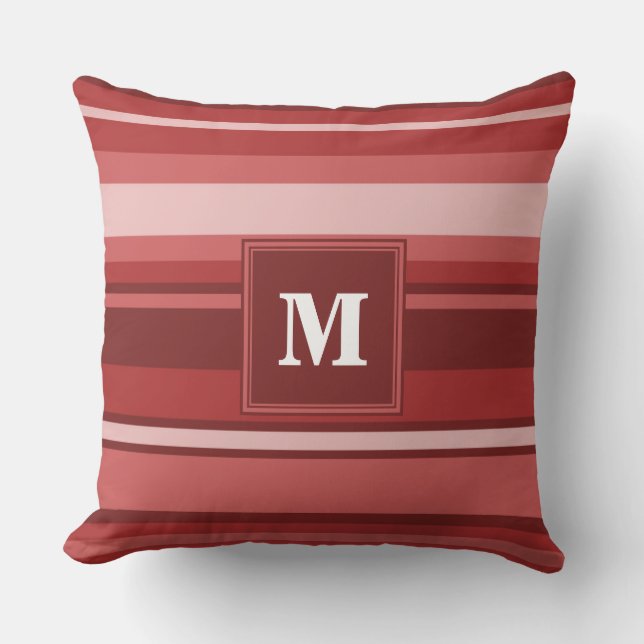 Coussin Bandes rouges monogrammes (Recto)