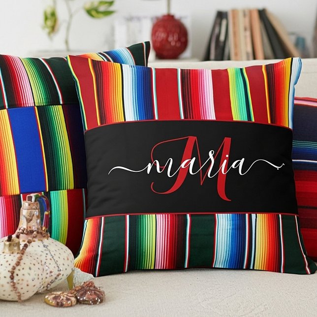 Coussin bandes serape colorées personnalisées (Créateur téléchargé)
