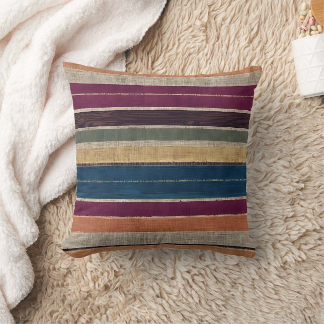 Coussin Bandes tissées vibrantes aux couleurs chaudes (Couverture)