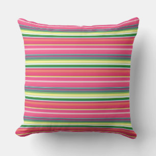 Coussin Bandes vert rose pâle