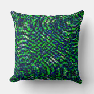 Coussin Bandes vertes inclinées tachées de plaid