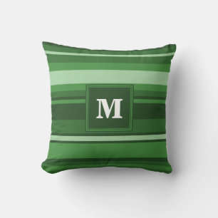 Coussin Bandes vertes monogrammes
