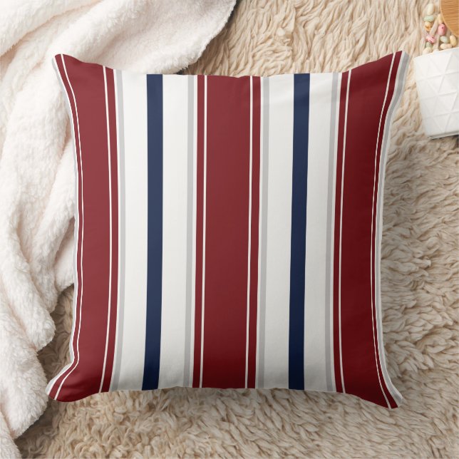 Coussin Bandes verticales blanches profondes de la Marine  (Couverture)