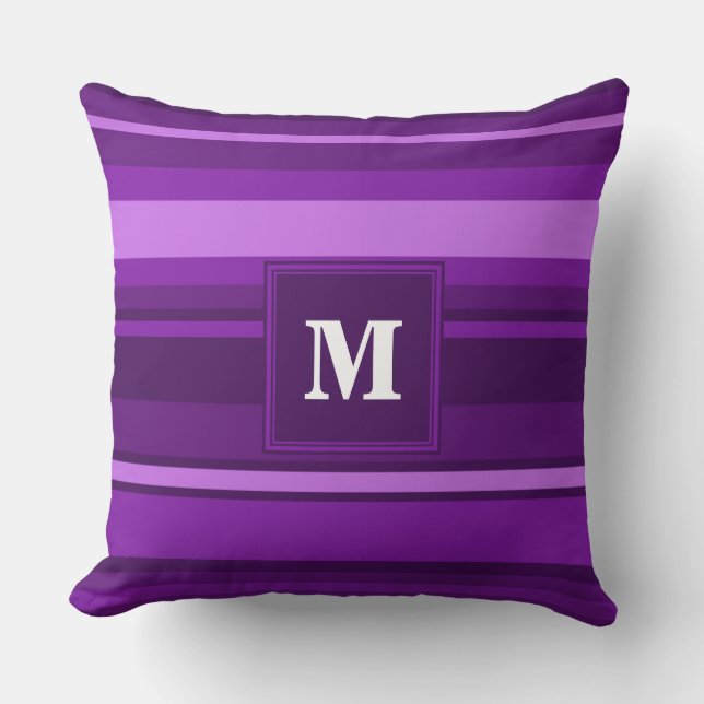 Coussin Bandes violettes monogrammes (Recto)