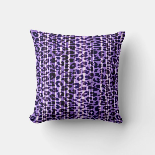 Coussin Bandes violettes motif léopard fourrure abstraite (Recto)