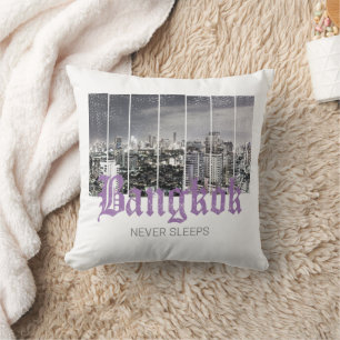 Coussin Bangkok Skyline Vintage BKK Retro Thaïlande Design