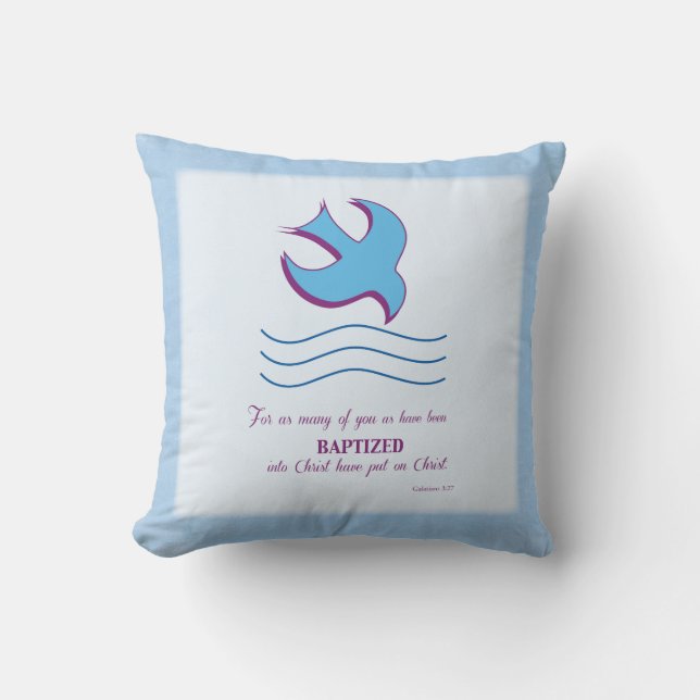 Coussin Baptême adulte sur bleu (Recto)