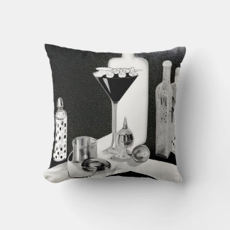 Coussin Bar & Martini Rétro B&W