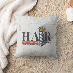 Coussin Barber Hair Shop King Crown Barber Pole Hair Salon