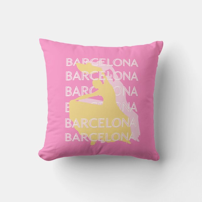 Coussin Barcelone Art Voyage, Espagne, Art Voyage, Rose (Recto)