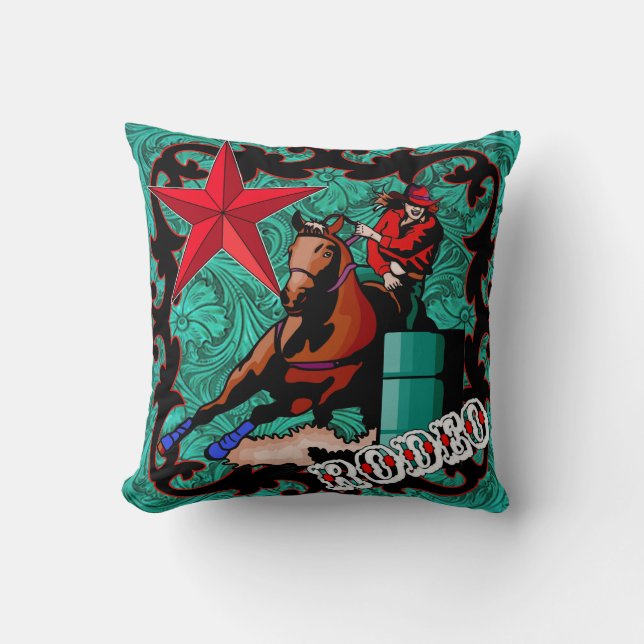 Coussin Baril de cow-girl de rodéo emballant le carreau (Recto)
