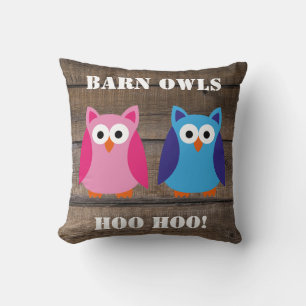 Coussin Barne Owls Rustic Barn Wood