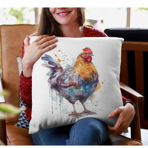 Coussin Barnyard Splendor : Aquarelle Hen