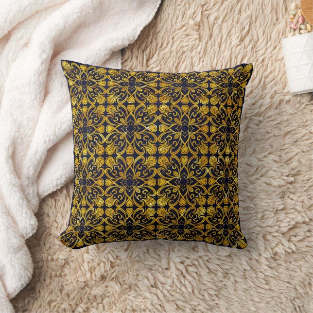 Coussin baroque abstrait bleu (Couverture)