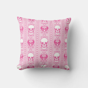 Coussin Baroque Crâne Motif rose
