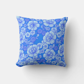 Coussin Baroque Floral Printemps Bleu