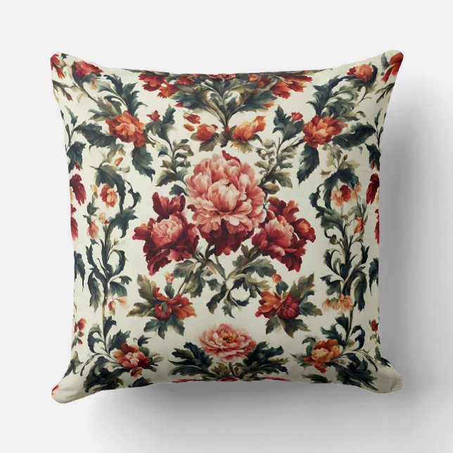 Coussin baroque italien. Fleurs et Feuilles chics (Verso)