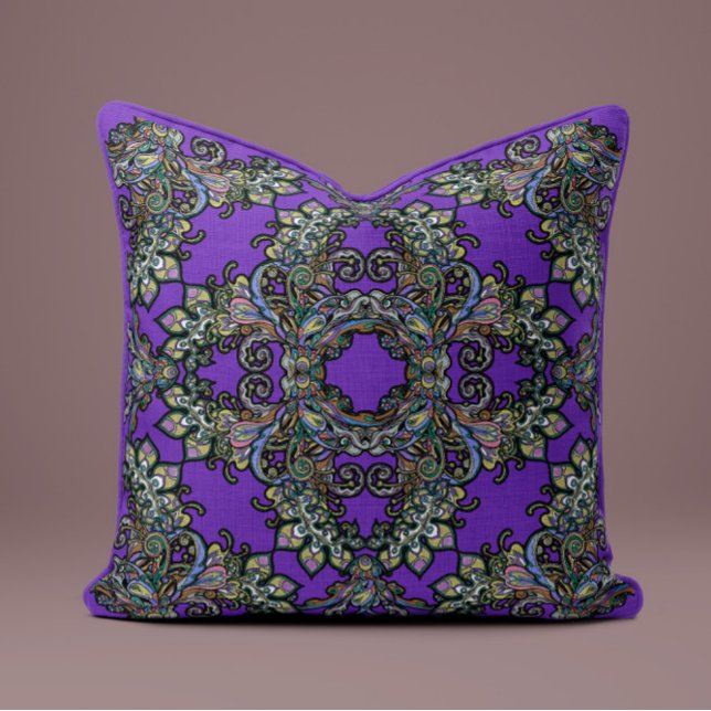 Coussin baroque Splendor en violet royal (Créateur téléchargé)