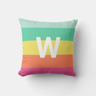Coussin Barrage de couleur de l'arc-en-ciel de Monogramme