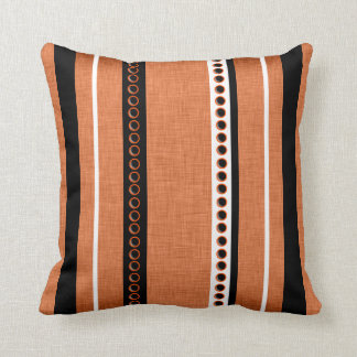 Coussin Barre le blanc noir orange