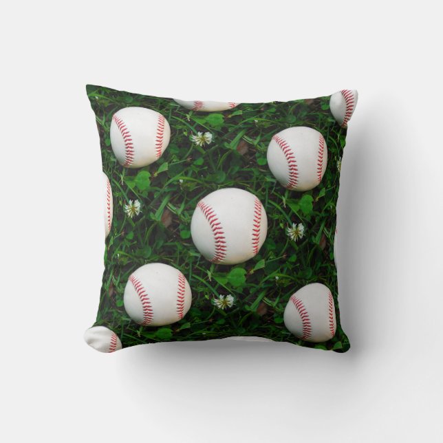 Coussin Baseball blanc couture rouge (Recto)