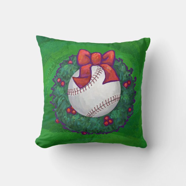 Coussin Baseball dans la couronne de Noël (Recto)