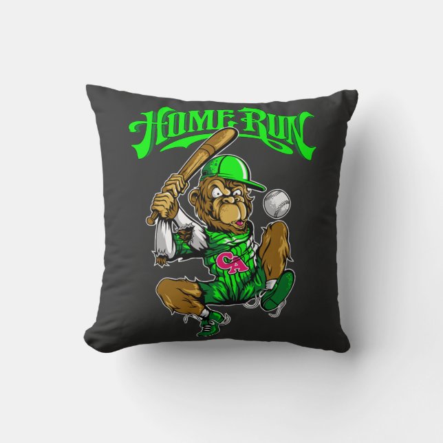 Coussin Baseball Singe Coup de Circuit (Recto)
