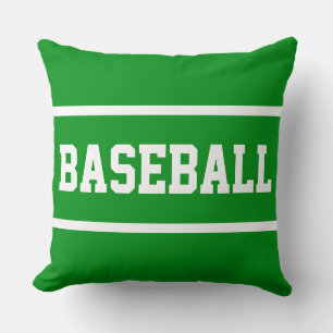 Coussin BASEBALL Texte Sportif Vert Clair avec Bandes Blan