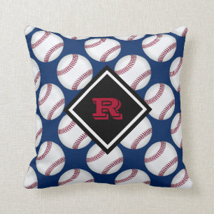 Coussin Baseballs Sport Nom du Motif Rouge Blanc Bleu