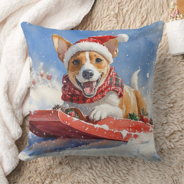 Coussin Basenji Chien en rebord Laisser neiger Noël (Couverture)