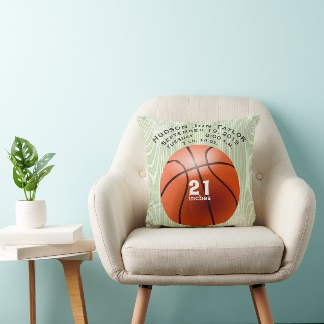 Coussin Basket-ball en bande verte Boys Birth Record (Chaise)