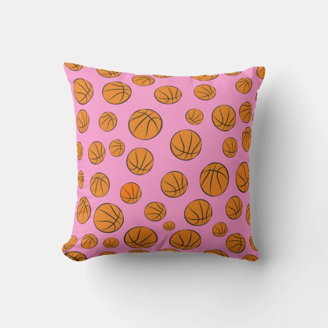 Coussin Basketball Balls Motif sur Arrière - plan rose (Recto)